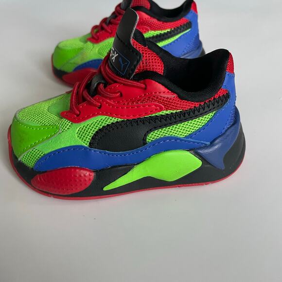 Puma RS-X3 Tailored AC Toddler Sneakers 5C “Red / Green / Black” Style 373718-01 - Picture 2 of 7